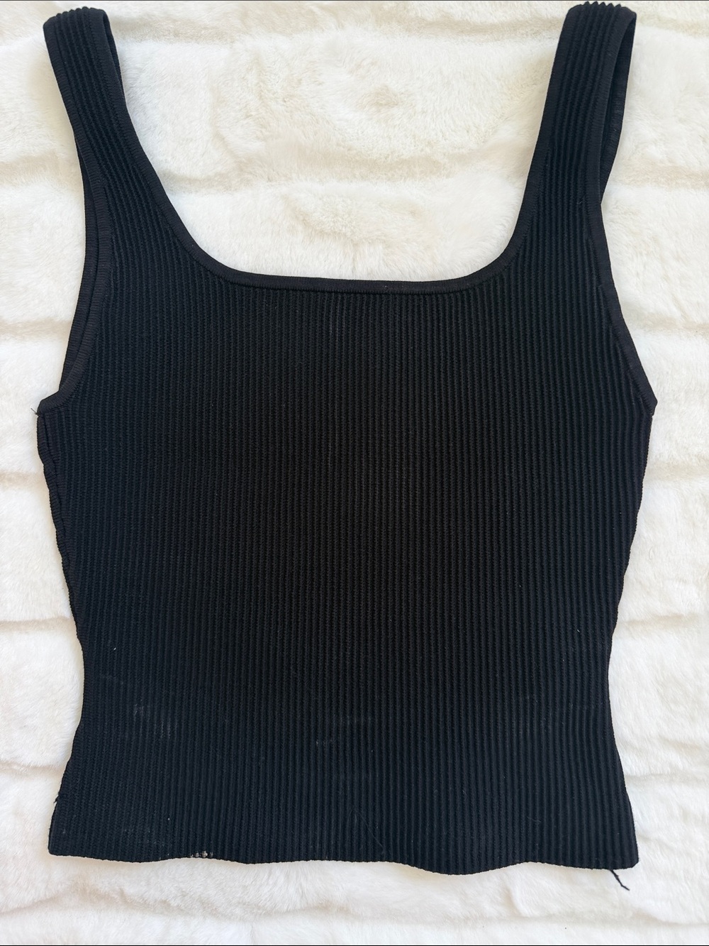 Aritzia Black Ribbed Square-Neck Tank Top